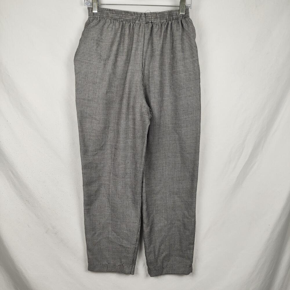 Briggs Pants Womens Petite 8P Black White Check Elastic Waist Dress USA Workwear